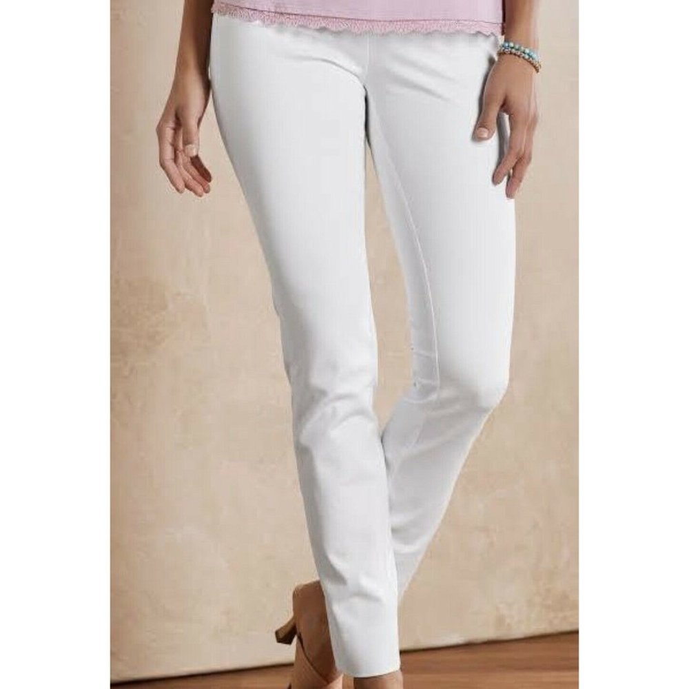 Soft Surroundings Superla Stretch Bootcut Pants White $79 Women’s Size 14/16 Lg